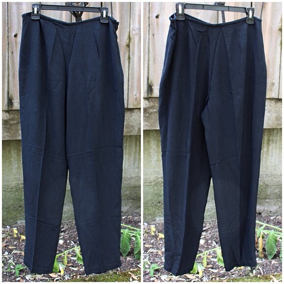 Eileen Fisher - Silk Georgette Crepe Side Zip Ankle Pants in Black, Med - Picture 1 of 10